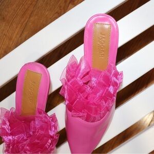 JAGGAR | Jaggar the Label Hot Pink Pleated Leather Mule/Pumps